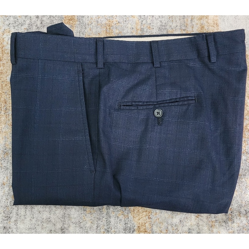 Brooks Brothers Men's Reda Regent Fit Navy Blue Plaid  FF Dress Pants Size 36